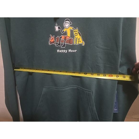 Life Is Good Hoodie Mens Mediu Green Logo Pullover Fleece Happy Hour Camping NEW - Picture 11 of 12